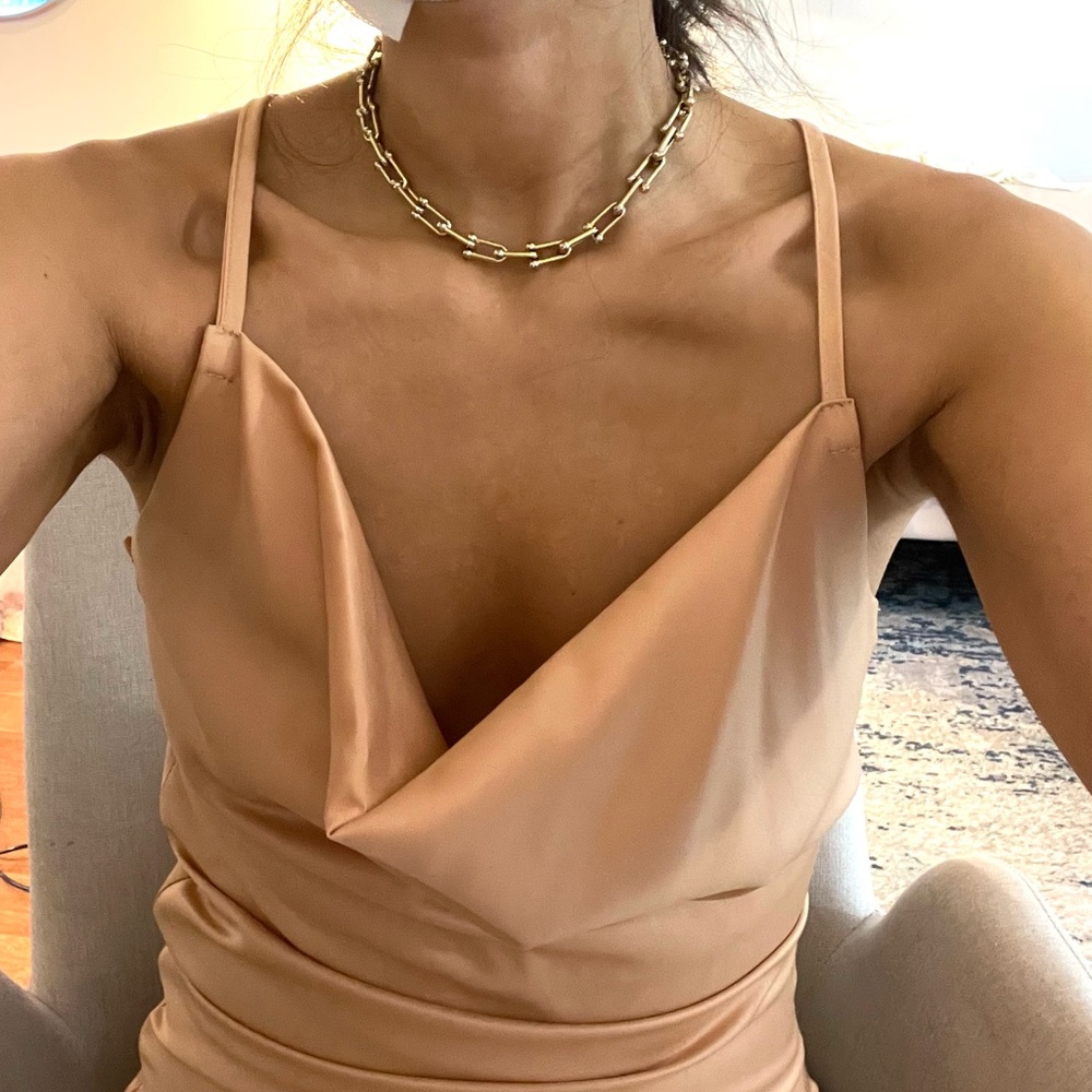 Boutique satin peach dress - worn once - size 2